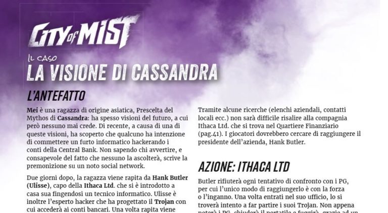 City of Mist – La Visione di Cassandra per ioGioco 8