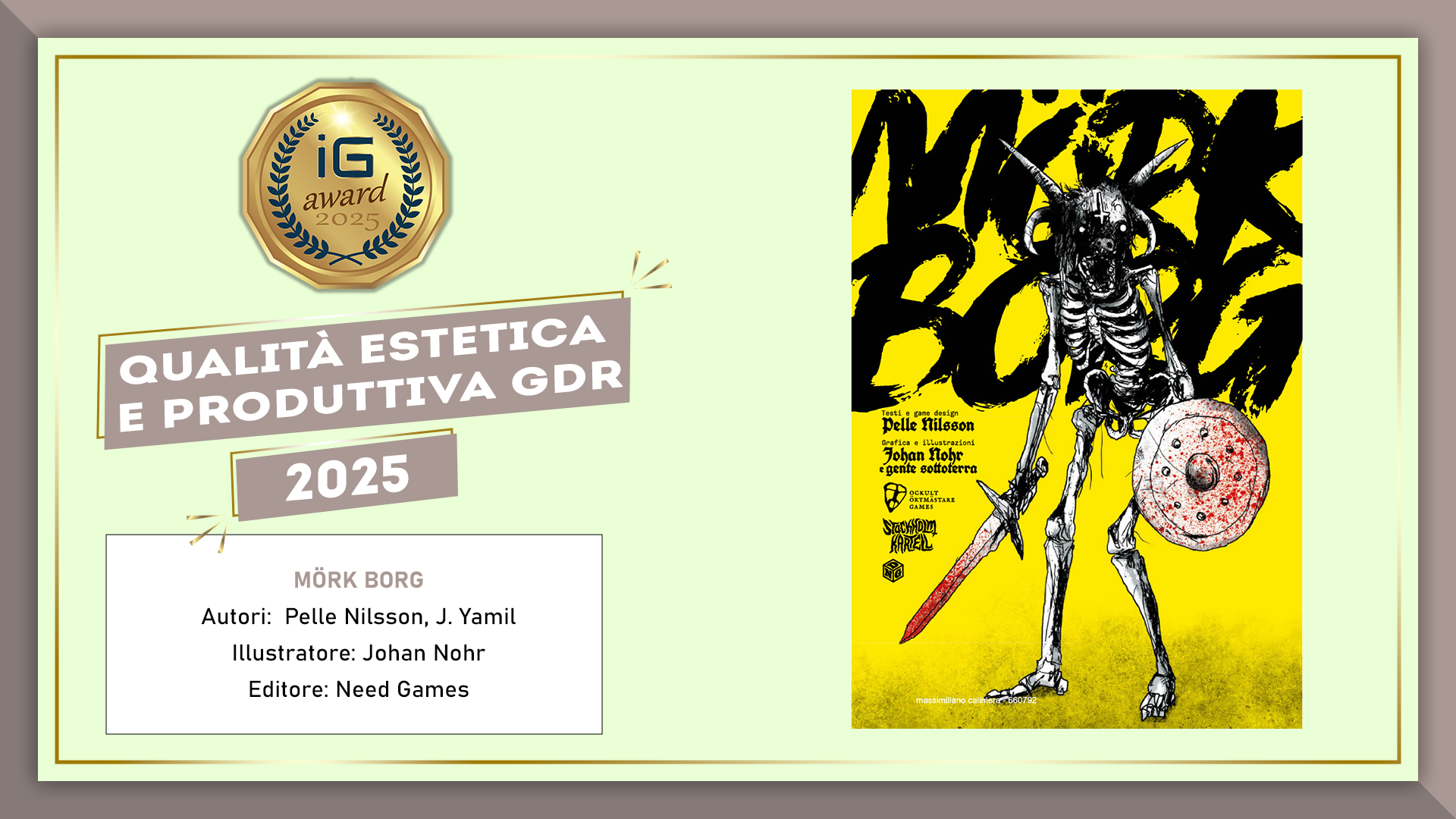 ioGioco Award Qualità Estetica e Produttiva gdr 2025